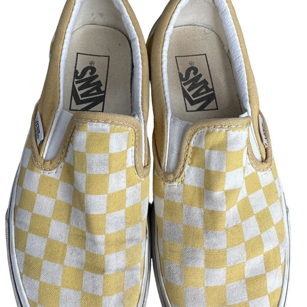 VANS Slip-On Yellow Sz 5.5 Women 4 Men’s Canvas Checkered Loafers - Picture 4 of 11